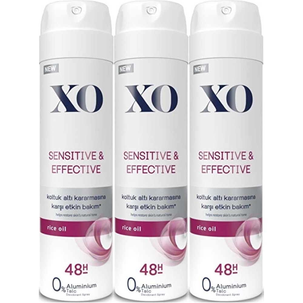 XO Deodorant 150ML Women-Kadın Sensitive & Effective (3 Lü Set)