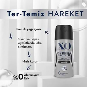 XO Deodorant 150ML Men-Erkek Invisible & Protect (2 Li Set)