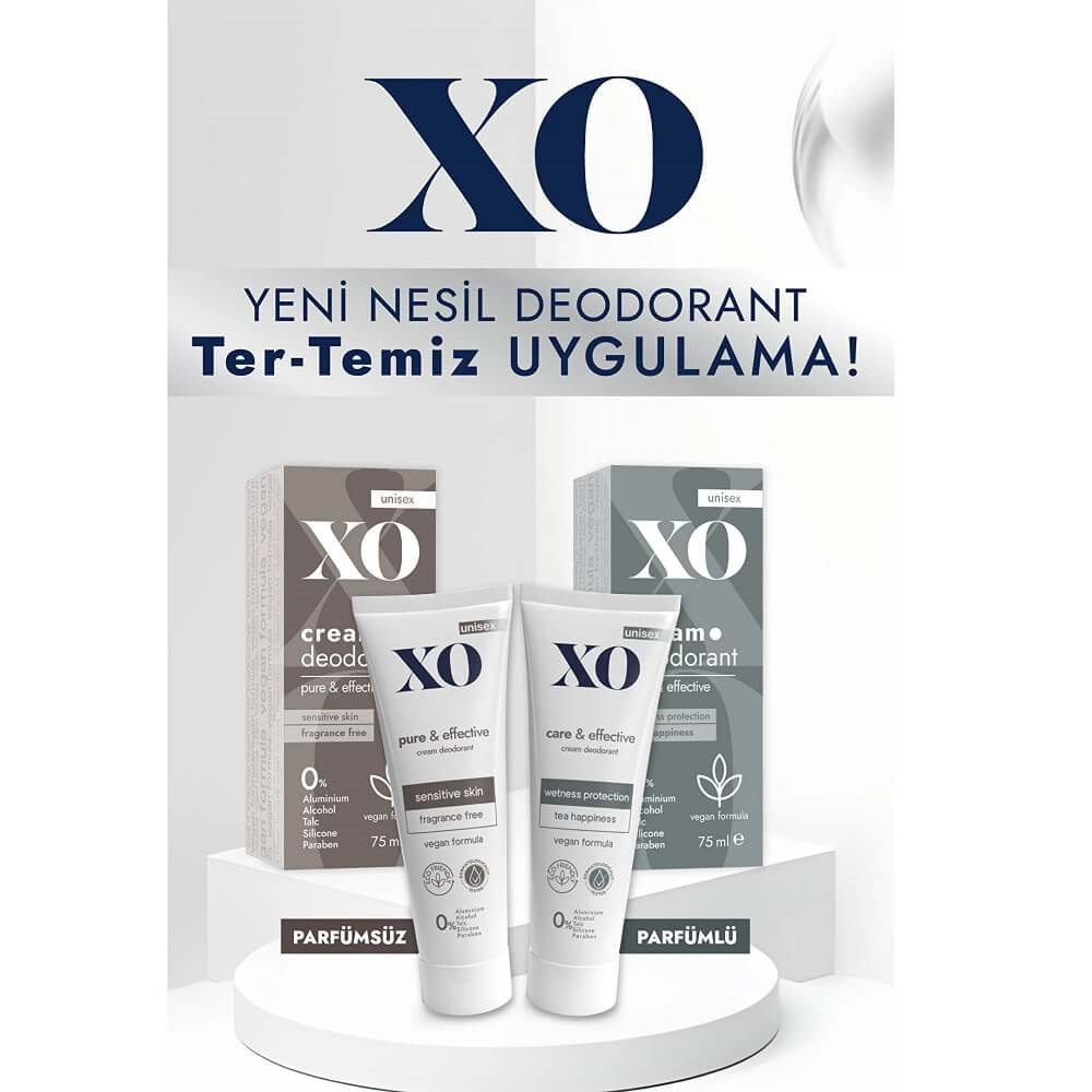 XO Krem Deodorant 75ML Unisex Care & Effective Parfümlü (2 Li Set)