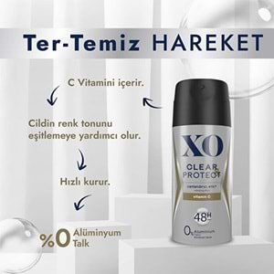 XO Deodorant 150ML Men-Erkek Clear & Protect (3 Lü Set)