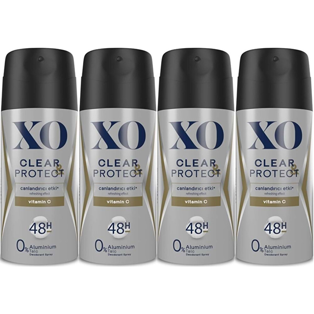 XO Deodorant 150ML Men-Erkek Clear & Protect (4 Lü Set)