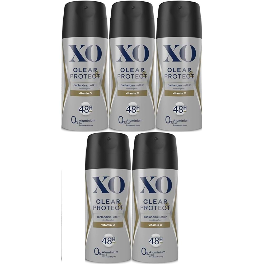 XO Deodorant 150ML Men-Erkek Clear & Protect (5 Li Set)