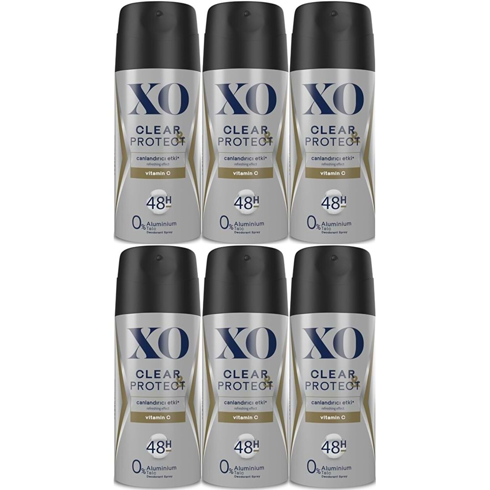 XO Deodorant 150ML Men-Erkek Clear & Protect (6 Lı Set)